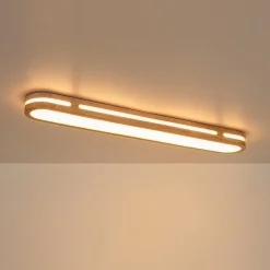 Rustic Dimmable LED Wood Oval Flush Mount Light