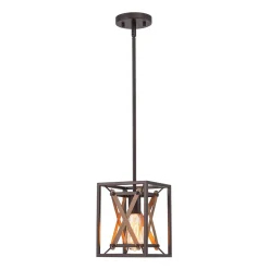 Rustic Industrial 1-Light Square Cross Cage Pendant Light