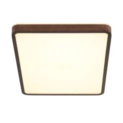 Rustic Rectangle Walnut Wooden Dimmable LED Flush Mount