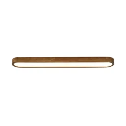Rustic Walnut Wood Oval Dimmable LED Flush Mount Light