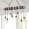 Rustic Wooden Wide Linear Chandelier