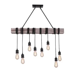Rustic Wooden Wide Linear Chandelier