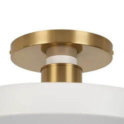 Scandinavian Brass White Round Dimmable LED Semi Flush Light