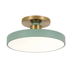 Scandinavian Brass White Round Dimmable LED Semi Flush Light