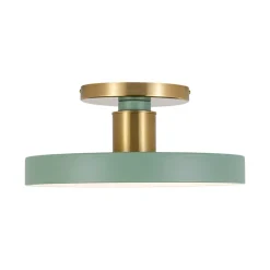 Scandinavian Brass White Round Dimmable LED Semi Flush Light
