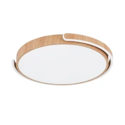 Scandinavian Dimmable LED Round Wood Grain Flush Mount