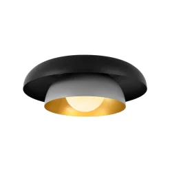 Scandinavian 2-Layer Metal Dome Semi Flush Mount Light