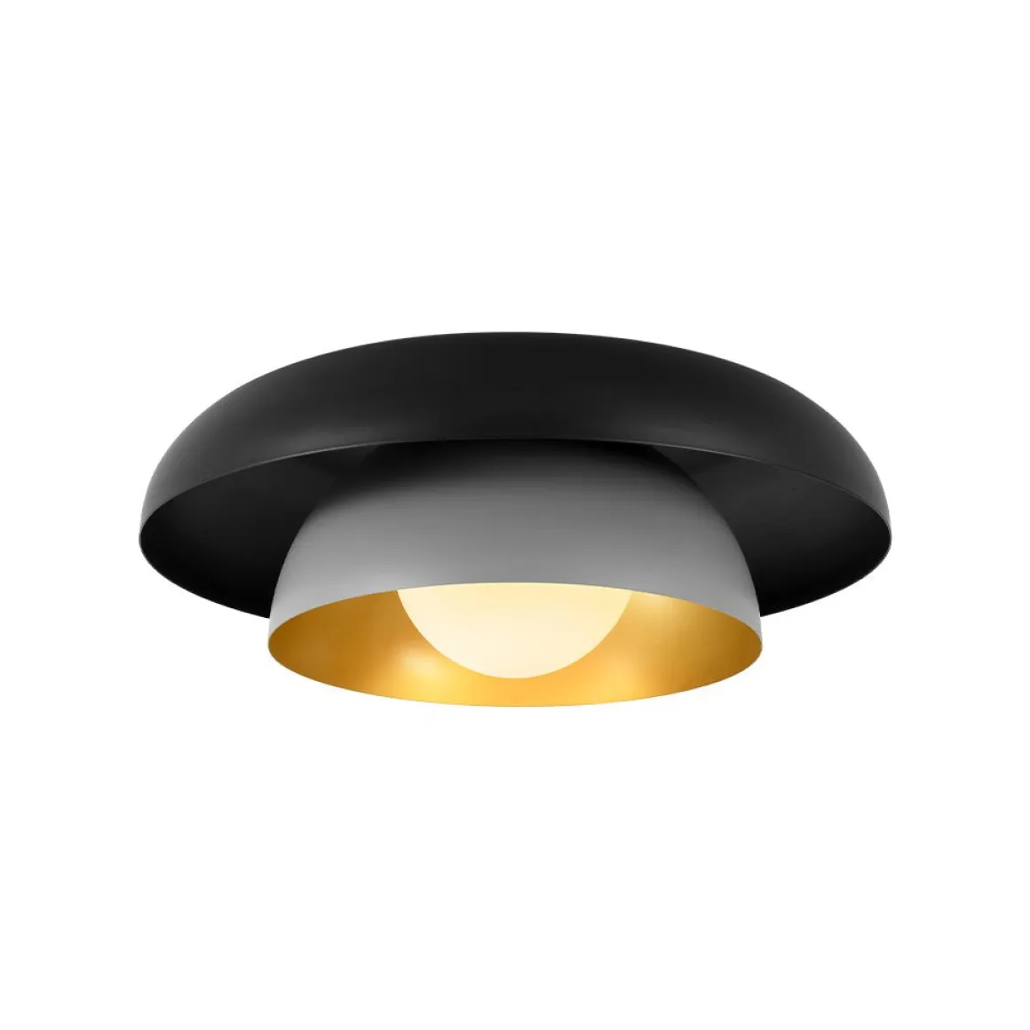 Scandinavian 2-Layer Metal Dome Semi Flush Mount Light