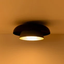 Scandinavian 2-Layer Metal Dome Semi Flush Mount Light