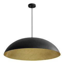 Scandinavian Retro Oversized Black Gold Flat Dome Metal Pendant
