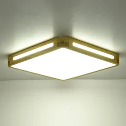 Scandinavian Wooden Dimmable LED Square Flush Mount