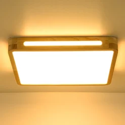 Scandinavian Wooden Dimmable LED Square Flush Mount