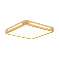 Scandinavian Wooden Dimmable LED Square Flush Mount