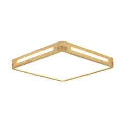 Scandinavian Wooden Dimmable LED Square Flush Mount