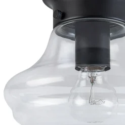 Schoolhouse 1-light Round Clear Glass Shade Semi Flush Mount
