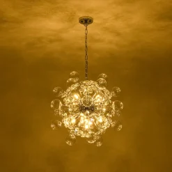 Sculptural Bloom Dandelion Crystal Floral Bubble Chandelier