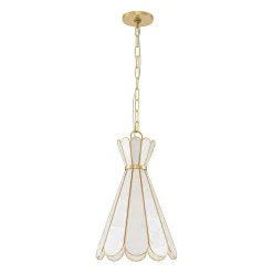 Sculptural Bloom 1-Light Brass Capiz Shell Glass Pendant