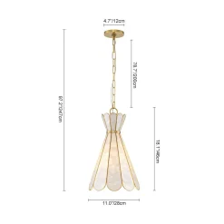 Sculptural Bloom 1-Light Brass Capiz Shell Glass Pendant