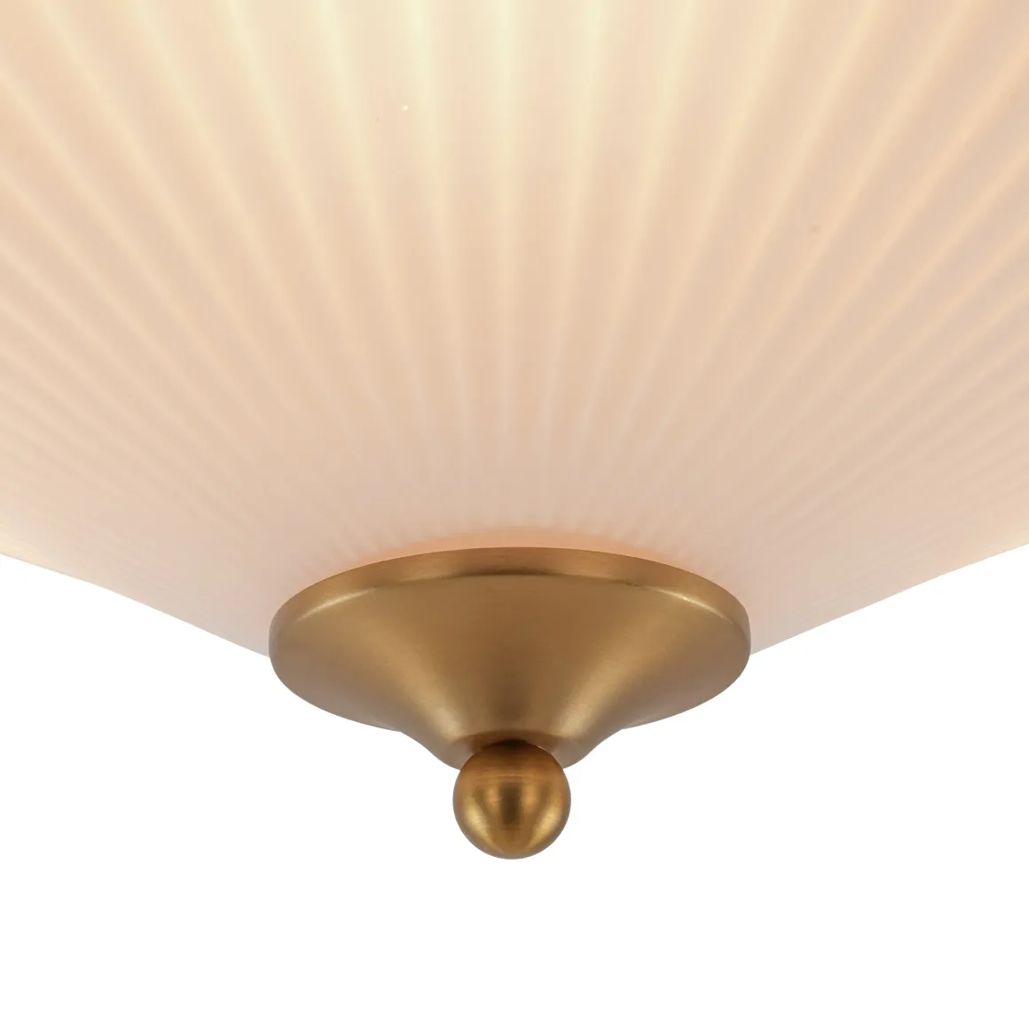 Sculptural Shine Opal Glass Pleated Cone Semi Flush Mount