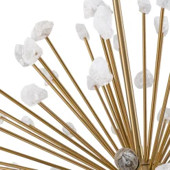 Sculptural Sunburst Bloom Frosted Quartz Dandelion Chandelier