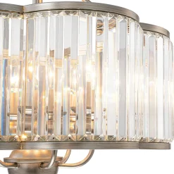 Shabby Chic Antique Silver Crystal Cage Pendant Light