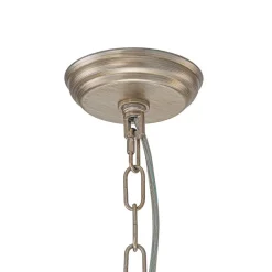 Shabby Chic Antique Silver Crystal Cage Pendant Light