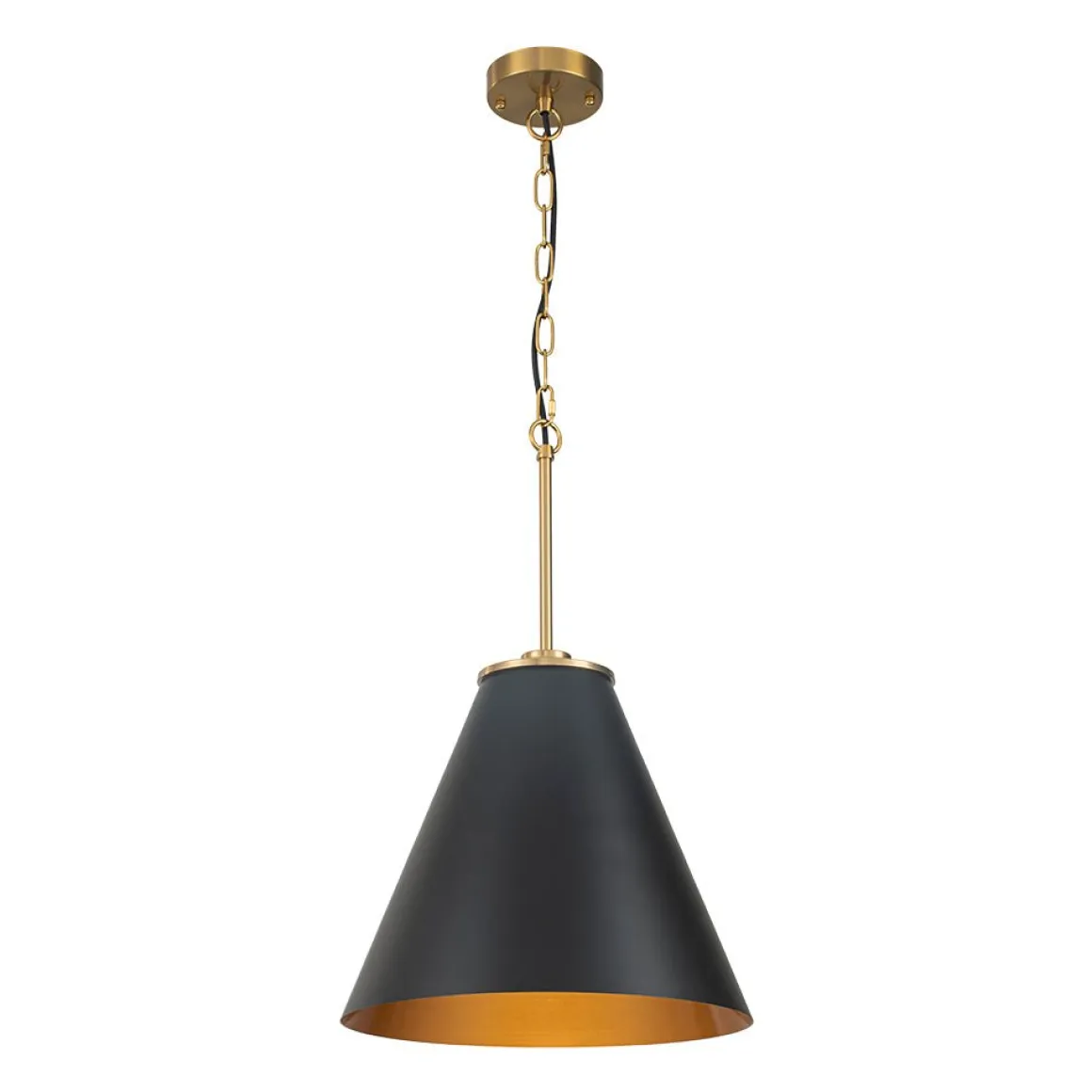 Shaker Brass Black 1-Light Metal Conical Kitchen Pendant