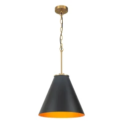 Shaker Brass Black 1-Light Metal Conical Kitchen Pendant