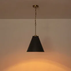 Shaker Brass Black 1-Light Metal Conical Kitchen Pendant