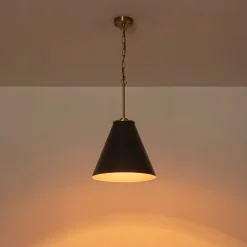 Shaker Brass Black 1-Light Metal Conical Kitchen Pendant