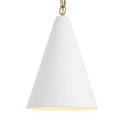 Shaker 1-Light Brass White Iron Conical Kitchen Pendant