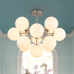 Shine Lustre Opal Glass Bubble Sputnik Semi Flush Chandelier