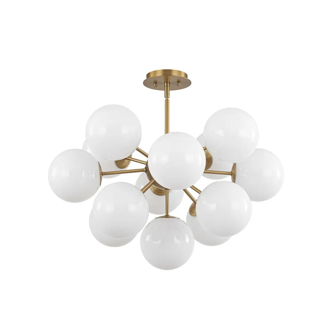 Shine Lustre Opal Glass Bubble Sputnik Semi Flush Chandelier