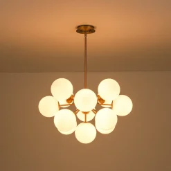 Shine Lustre Opal Glass Bubble Sputnik Semi Flush Chandelier
