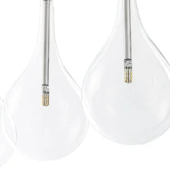 Silver 5-Light Clear Glass Teardrop Linear Island Pendant