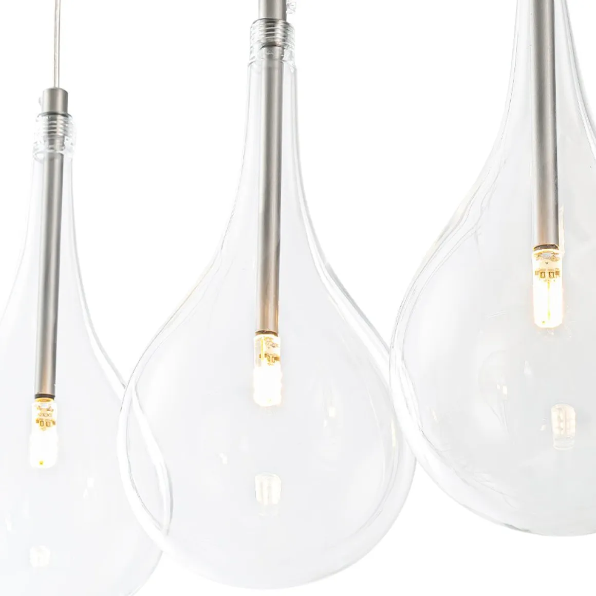 Silver 5-Light Clear Glass Teardrop Linear Island Pendant