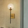 Simple Brass Black 1-Light Glass Globe Vanity Wall Sconce