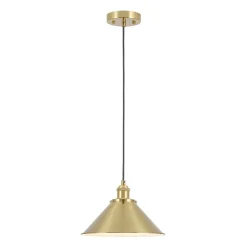 Simple Brass 1-Light Metal Flat Conical Kitchen Pendant