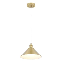 Simple Brass 1-Light Metal Flat Conical Kitchen Pendant