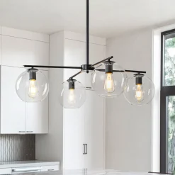 Simple 4-light Clear Glass Globe Round Sputnik Chandelier
