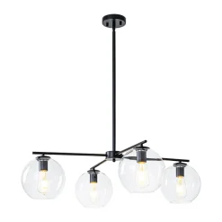 Simple 4-light Clear Glass Globe Round Sputnik Chandelier