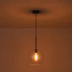 Simple Mid-Century 1-Light Clear Glass Globe Pendant Light