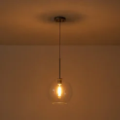 Simple Mid-Century 1-Light Clear Glass Globe Pendant Light