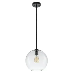 Simple Mid-Century 1-Light Clear Glass Globe Pendant Light