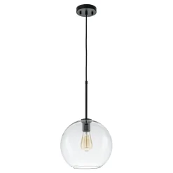 Simple Mid-Century 1-Light Clear Glass Globe Pendant Light