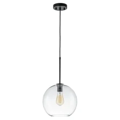 Simple Mid-Century 1-Light Clear Glass Globe Pendant Light