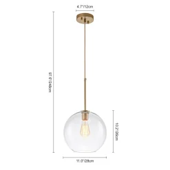 Simple Mid-Century 1-Light Clear Glass Globe Pendant Light