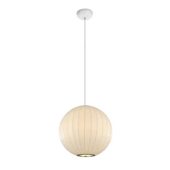 Single White Fabric Pendant Light