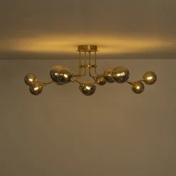 Smoked Glass Bubble Branch Sputnik Semi Flush Chandelier