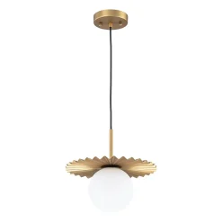 Sunburst Brass 1-Light Shine Opal Glass Globe Pendant